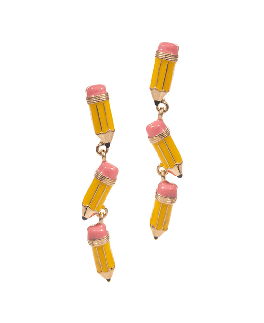 Pencil Enamel Post Earring - 2.25"