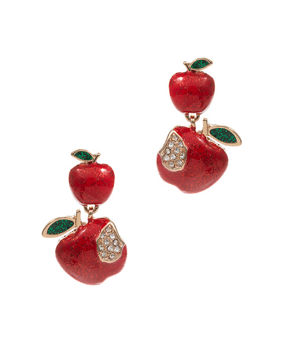 Apple Shaped Enamel Post Earring