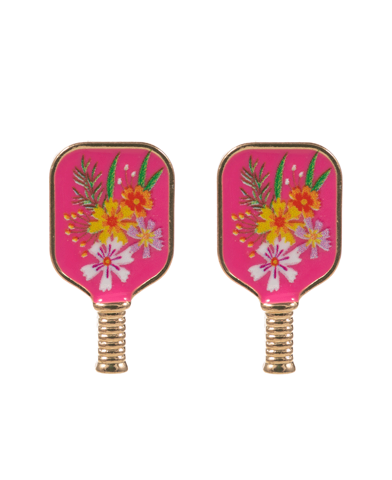 Pickleball Enamel w/ Pattern Print Post Earring