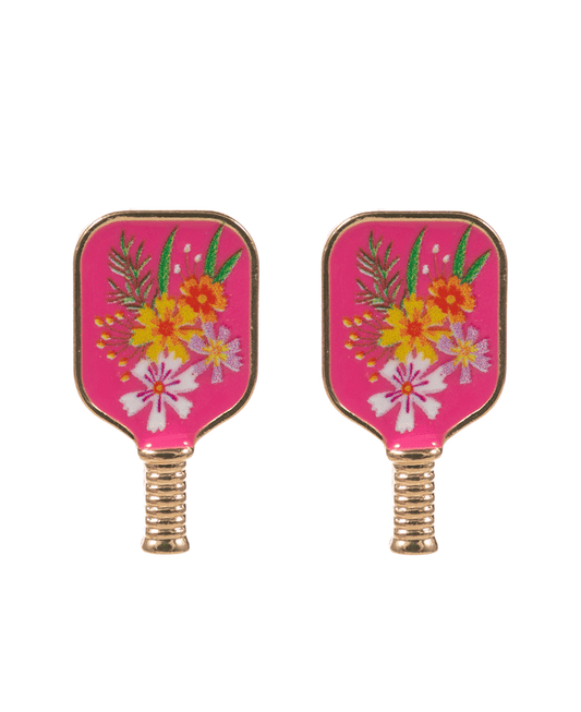 Pickleball Enamel w/ Pattern Print Post Earring