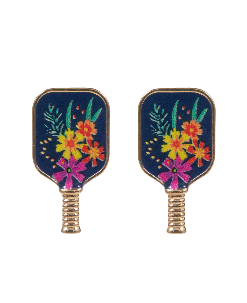 Pickleball Enamel w/ Pattern Print Post Earring