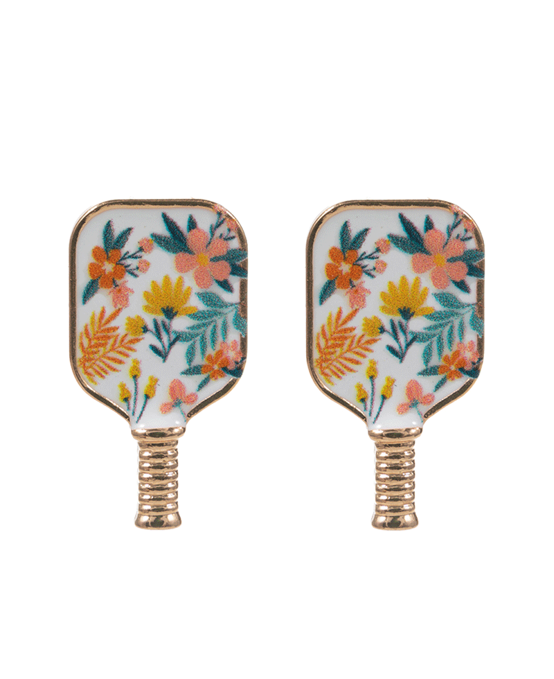 Pickleball Enamel w/ Pattern Print Post Earring