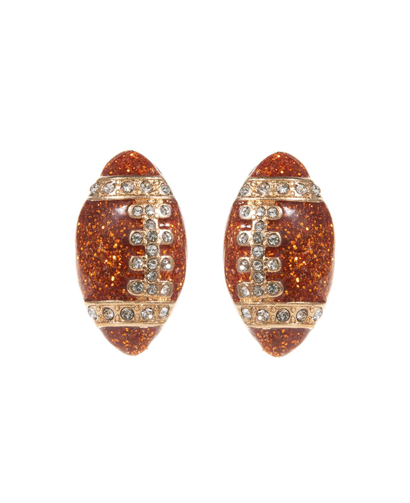 Football Enamel Post Earring - 0.75"