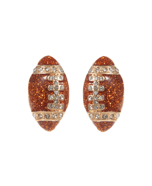 Football Enamel Post Earring - 0.75"
