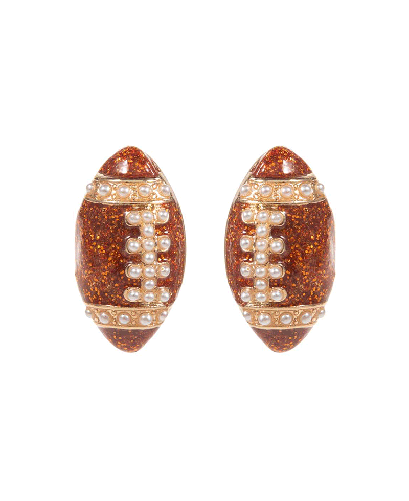Football Enamel Post Earring - 0.75"