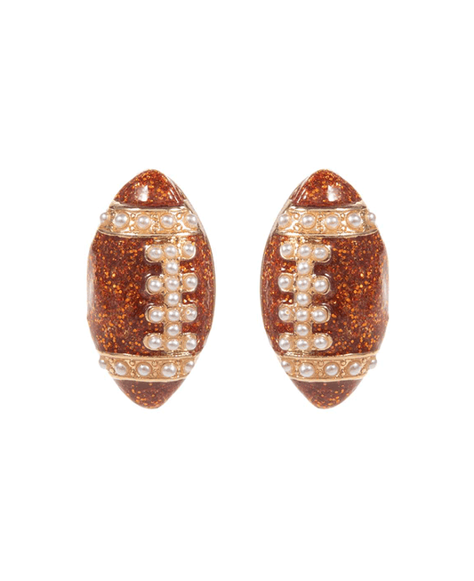 Football Enamel Post Earring - 0.75"