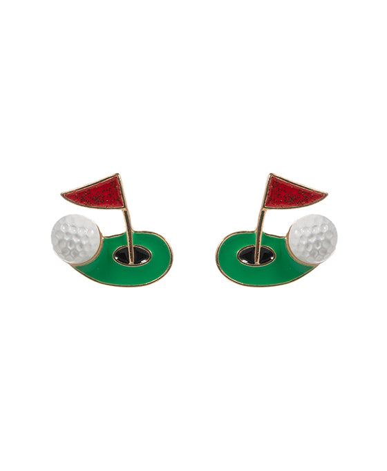 Gold Enamel Post Earring - 0.75"