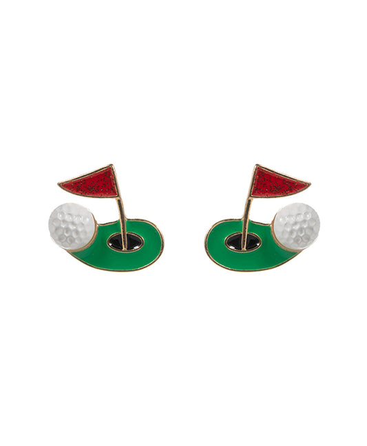 Gold Enamel Post Earring - 0.75"