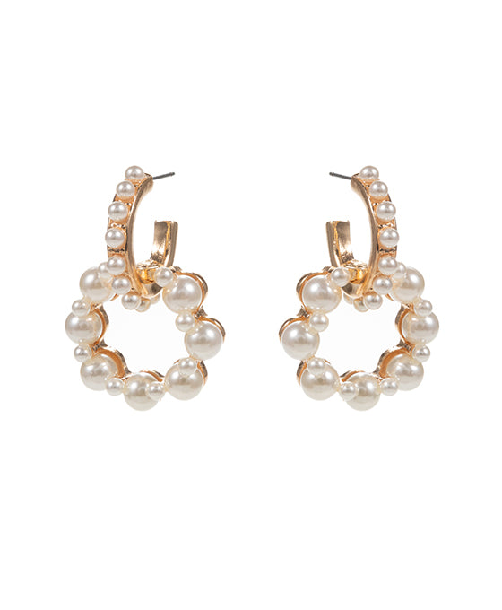 Round Pearl Hoop Earring