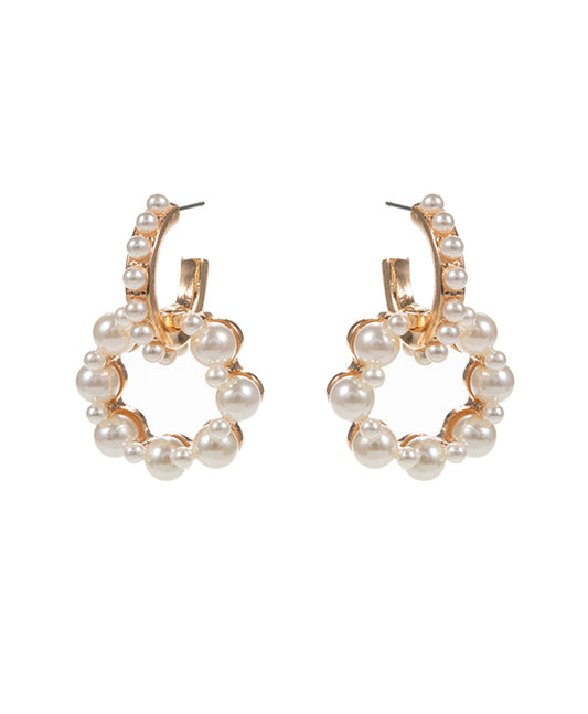 Round Pearl Hoop Earring