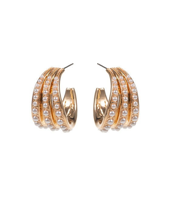 Round Triple w/ Pearl Hoop Earring