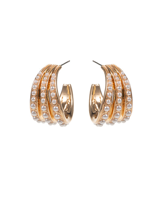 Round Triple w/ Pearl Hoop Earring