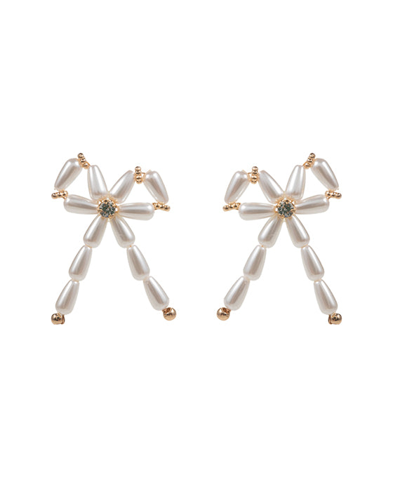 Pearl Bead Bow Post Earring