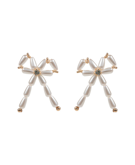 Pearl Bead Bow Post Earring