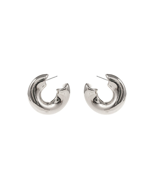 Round Chunky Metal Hoop Earring