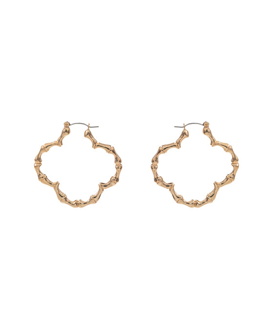 Bamboo Shaped Metal Hoop Earring