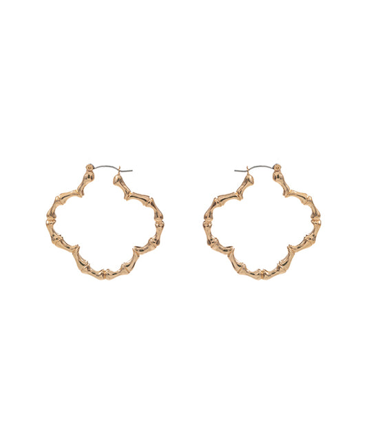 Bamboo Shaped Metal Hoop Earring