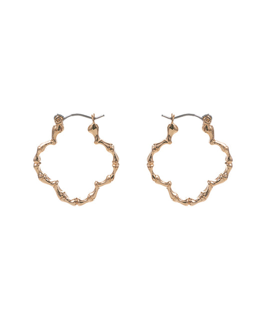Bamboo Shaped Metal Hoop Earring