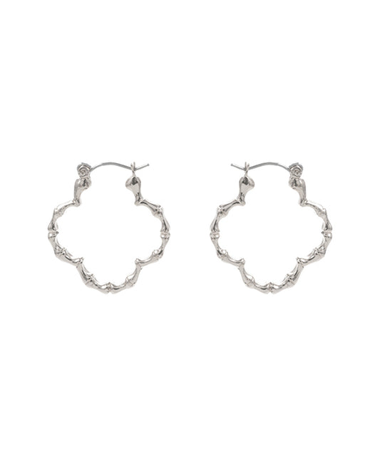 Bamboo Shaped Metal Hoop Earring