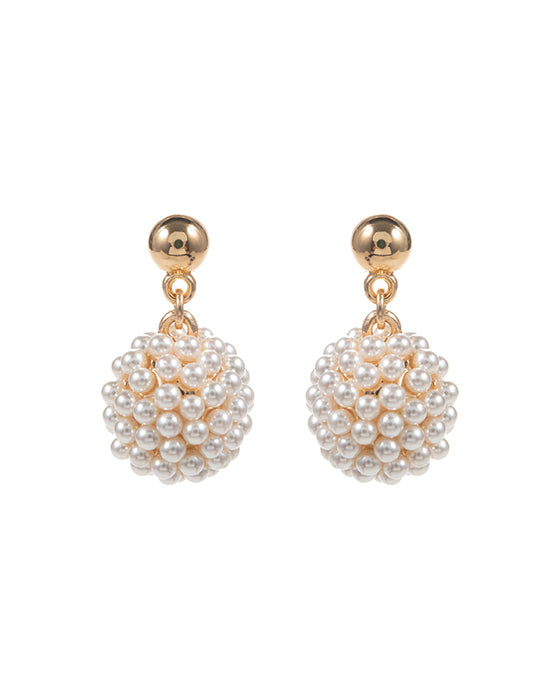 Pearl Paved Ball w/ Metal Post Earring