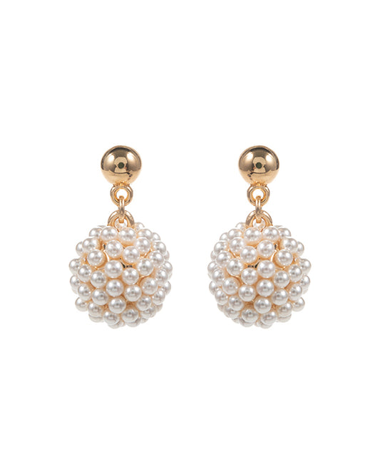 Pearl Paved Ball w/ Metal Post Earring