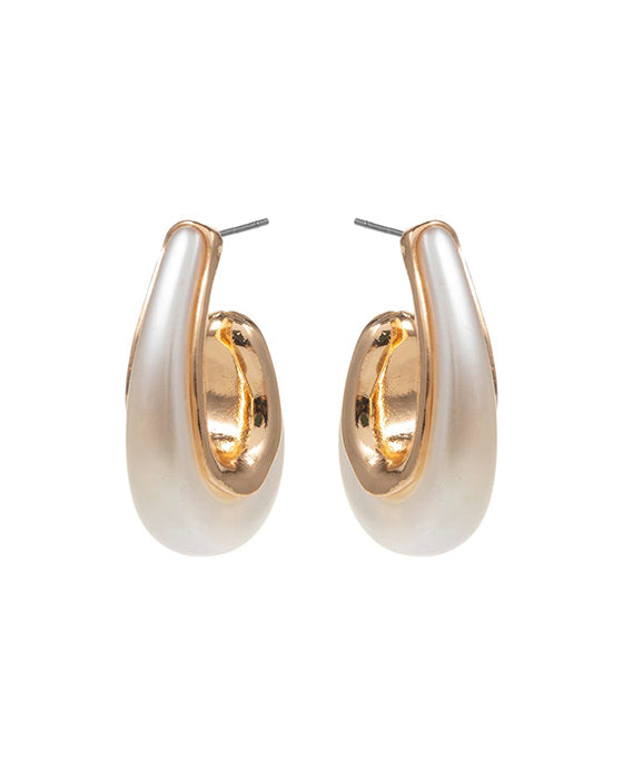 Teardrop Pearlized Acrylic Hoop Earring