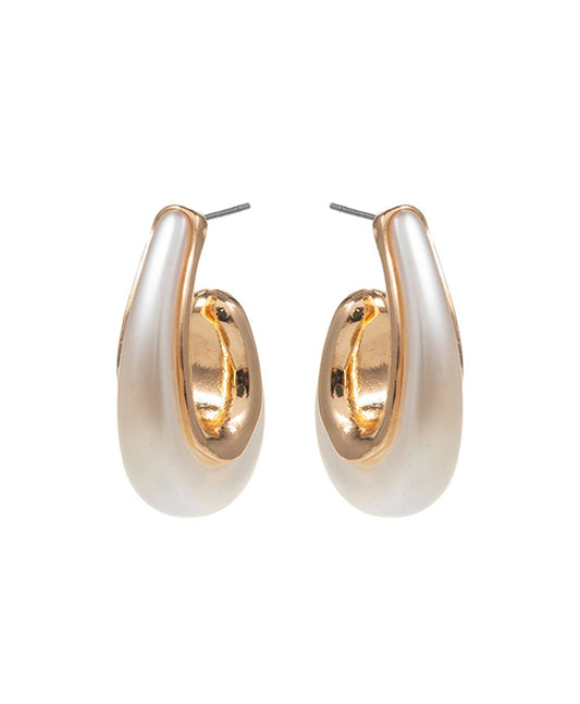 Teardrop Pearlized Acrylic Hoop Earring