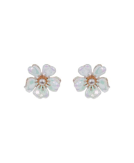Flower Iridescent Acrylic Post Earring