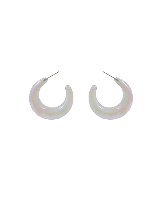 Round Iridescent Acrylic Hoop Earring