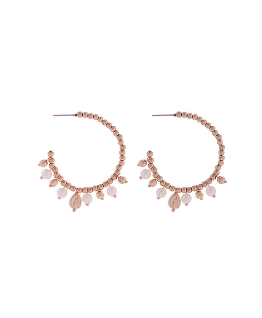 Organic Metal w/ Mini Pearl Dangled Hoop Earring
