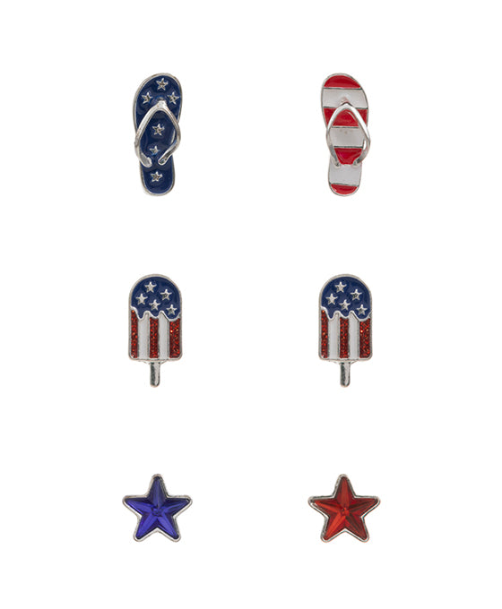 Star American Flag Color Enamel 3 Set Earring