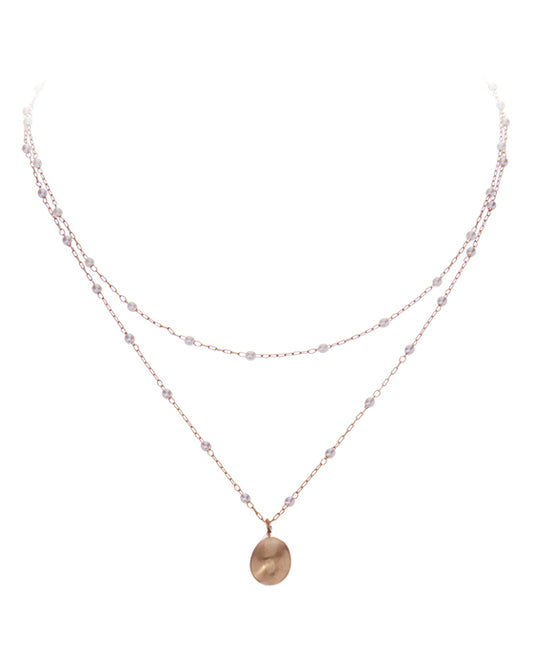 Metal High Polished Satin Plating Layered Short Necklace