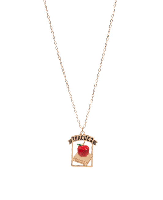 Book Enamel Teachers Day Short Necklace - 17"