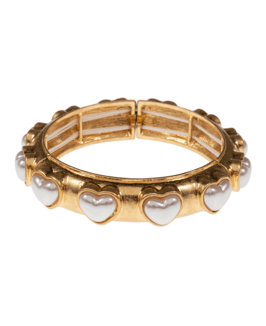 Heart Pearl Bangle Stretch Bracelet