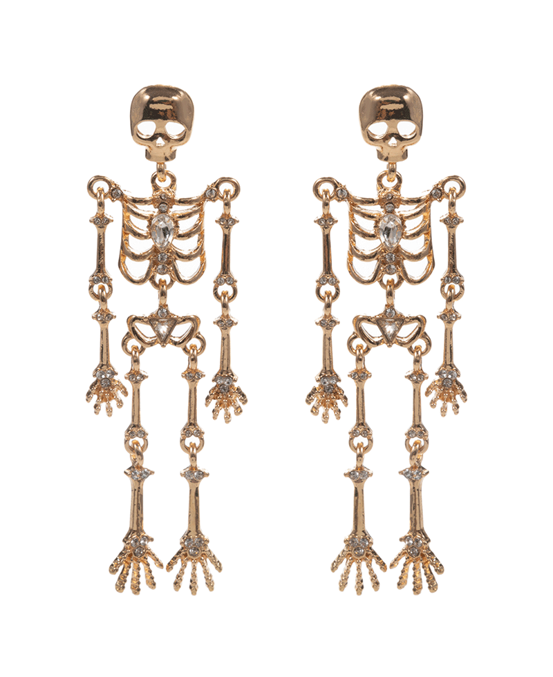 Skeleton Metal w/ Stones Hypo Post Earring - 3.0"