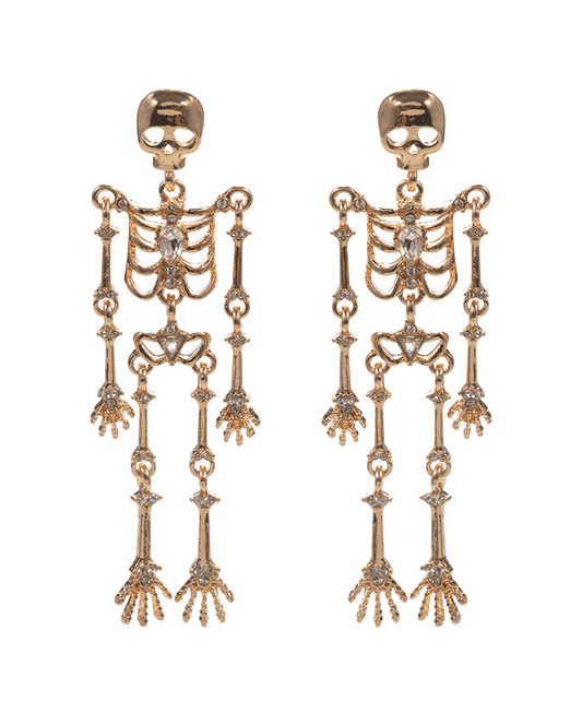 Skeleton Metal w/ Stones Hypo Post Earring - 3.0"