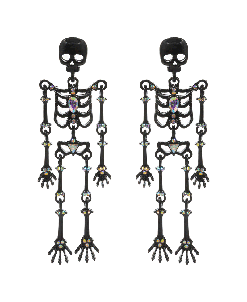 Skeleton Metal w/ Stones Hypo Post Earring - 3.0"