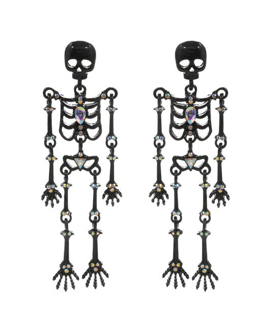 Skeleton Metal w/ Stones Hypo Post Earring - 3.0"