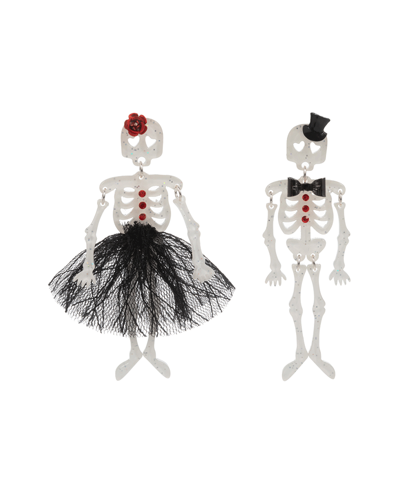 Skeleton Couple Acetate Hypo Earring - 3.0"