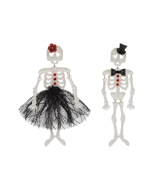 Skeleton Couple Acetate Hypo Earring - 3.0"