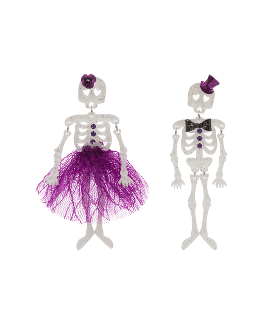 Skeleton Couple Acetate Hypo Earring - 3.0"