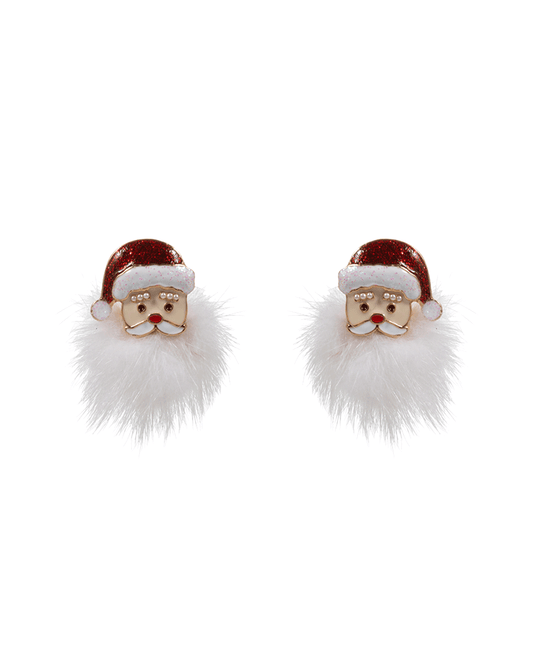 Santa Claus Enamel w/ Pur Pompom Hypo Earring - 1.5"