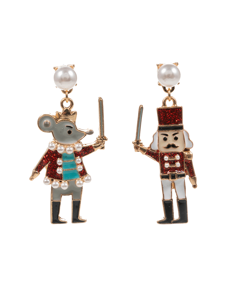 Nut Cracker & Mount King Enamel Hypo Earring - 1.75"