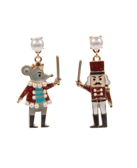 Nut Cracker & Mount King Enamel Hypo Earring - 1.75"