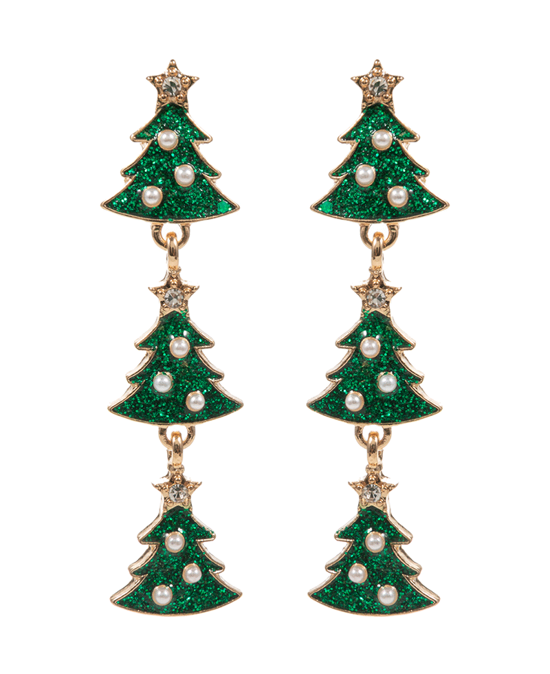 Christmas Tree Enamel Hypo Titanium Earring - 2."