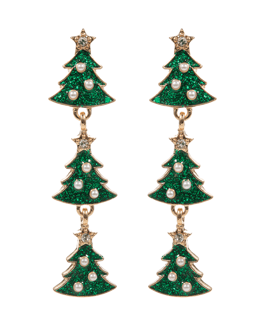 Christmas Tree Enamel Hypo Titanium Earring - 2."