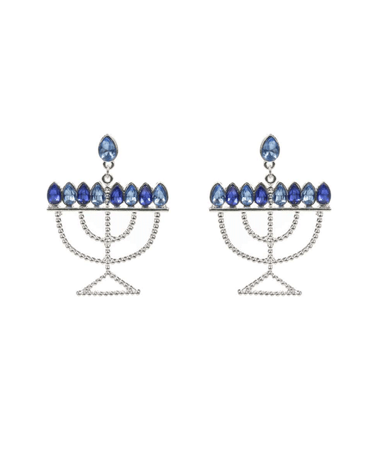 Hanukkah Menorah Rhinestone Paved Earring