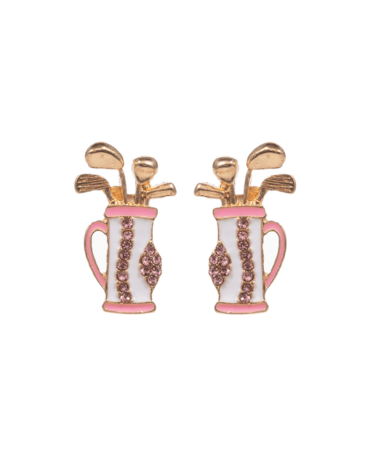 Golf Bag Enamel w/ Stone Post Earring - 0.25"
