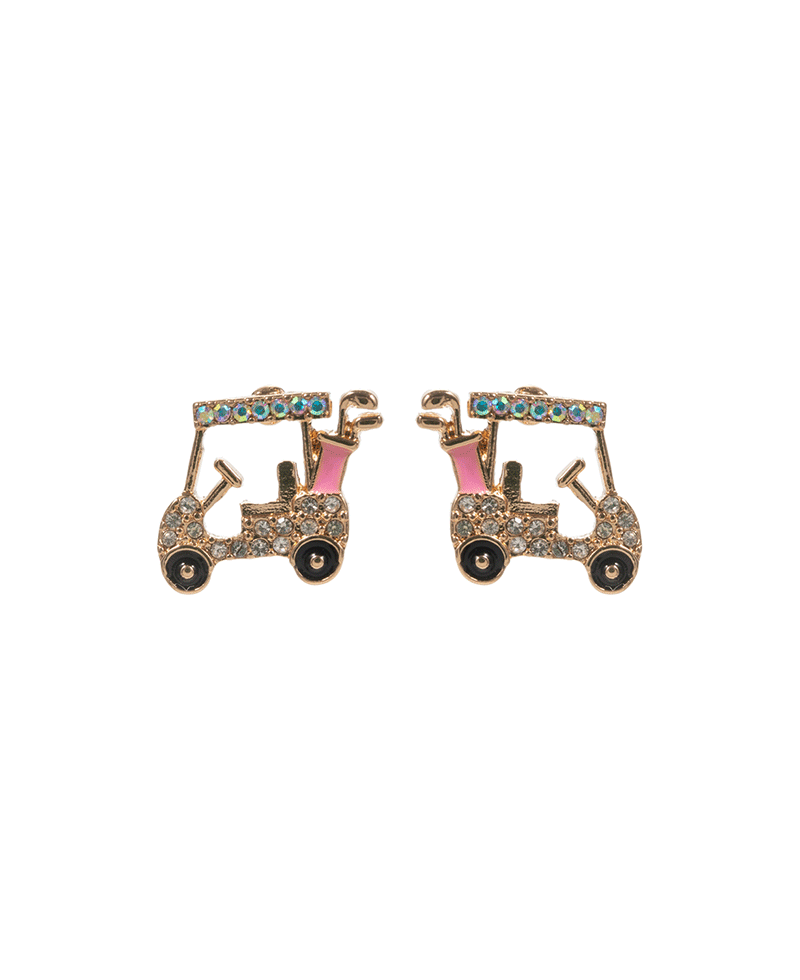 Golf Cart Enamel w/ Stone Hypo Post Earring - .025"