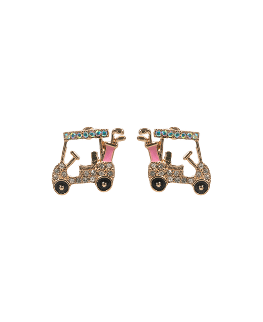 Golf Cart Enamel w/ Stone Hypo Post Earring - .025"